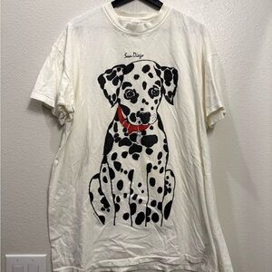 Vintage 90s Dalmatian Dog White San Diego Men’s Art Animal T-shirt XL/2XL 25x30